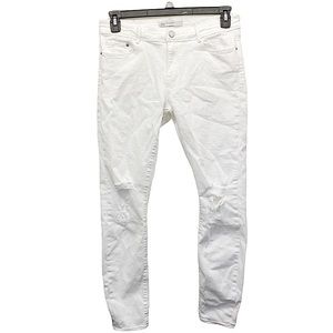 Zara Trafaluc Skinny White Distressed Jean, 8